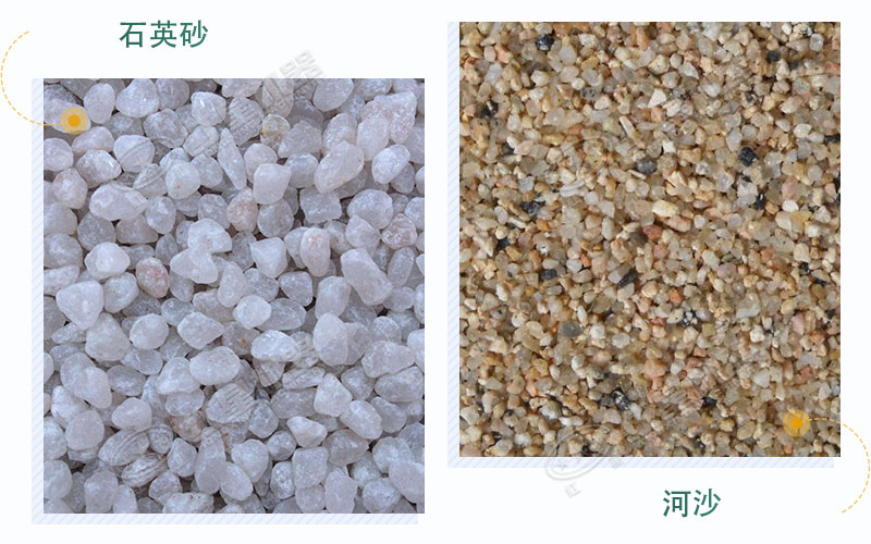 石英砂和河沙两种物料的外观对比